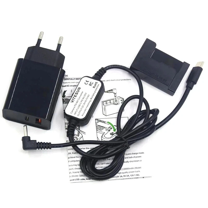 Cargador PD, Cable USB C DC, NB-10L, acoplador de DR-80 de batería simulada para cámara Canon G1X G3X G15 G16 SX40HS SX50HS SX60HS - imagen 5