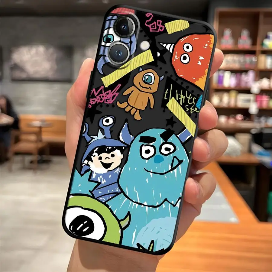 Funda para iPhone 15 16 14 Plus 7 8 17Air 13 12 11 17 Pro Max XR XS Max cubierta de teléfono suave negra dibujos animados Disney Monsters Inc - imagen 5