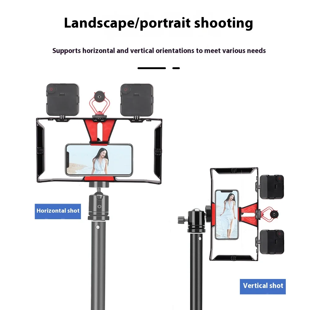 Smartphone Video Rig Filmmaking Vlogging Case Teléfono Video Estabilizador Grip Mount para con soporte de zapata fría para iPhone Samsung - imagen 2
