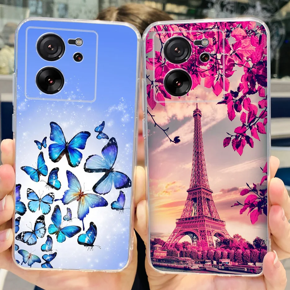 Para Xiaomi 13T Pro funda lindo gato mariposa pintado contraportada funda de teléfono de silicona suave para Xiaomi Mi 13T Pro Mi13T 13TPro Fundas - imagen 2