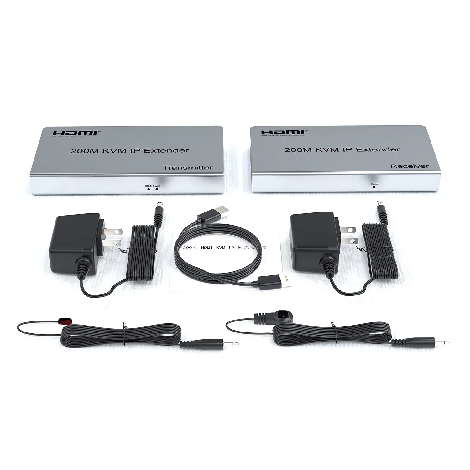 Extensor de 200M KVM IP sobre Rj45 Cat5e Cat6, Cable transmisor y receptor de vídeo, extensor de Ethernet HDMI, compatible con teclado de ratón USB - imagen 2