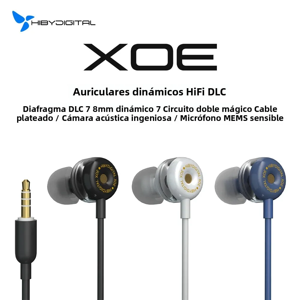 HiBy Digital XOE 8mm DLC diafragma controlador dinámico HiFi auriculares intrauditivos IEM para juegos Android MP3