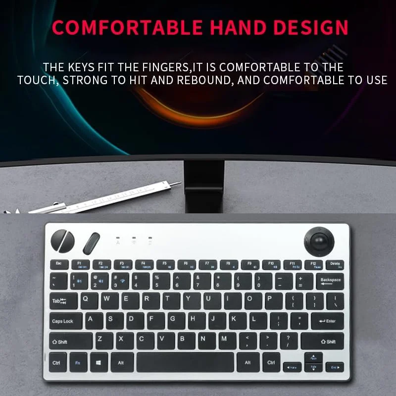 JOMAA Teclado Trackball inalámbrico con retroiluminación de 78 teclas, teclado inalámbrico Bluetooth 5.0 y 2,4G con Trackball para Windows Mac iOS - imagen 4