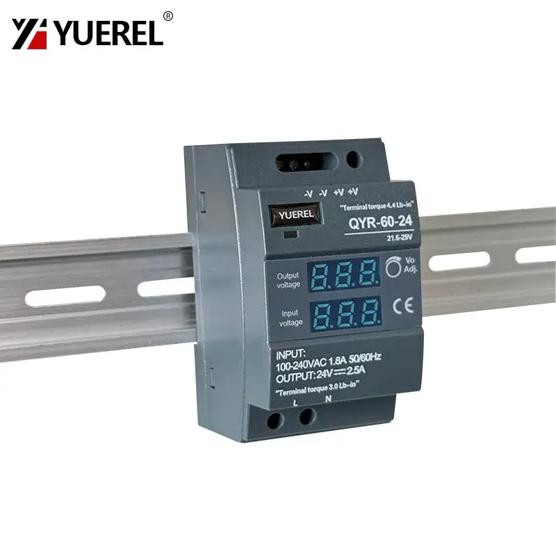 Fuente de alimentación conmutada en carril DIN de 60W, 100W, 150W, con pantalla Digital AC-DC de 12V y 24V en forma de paso Industrial para tira de luces LED - imagen 3