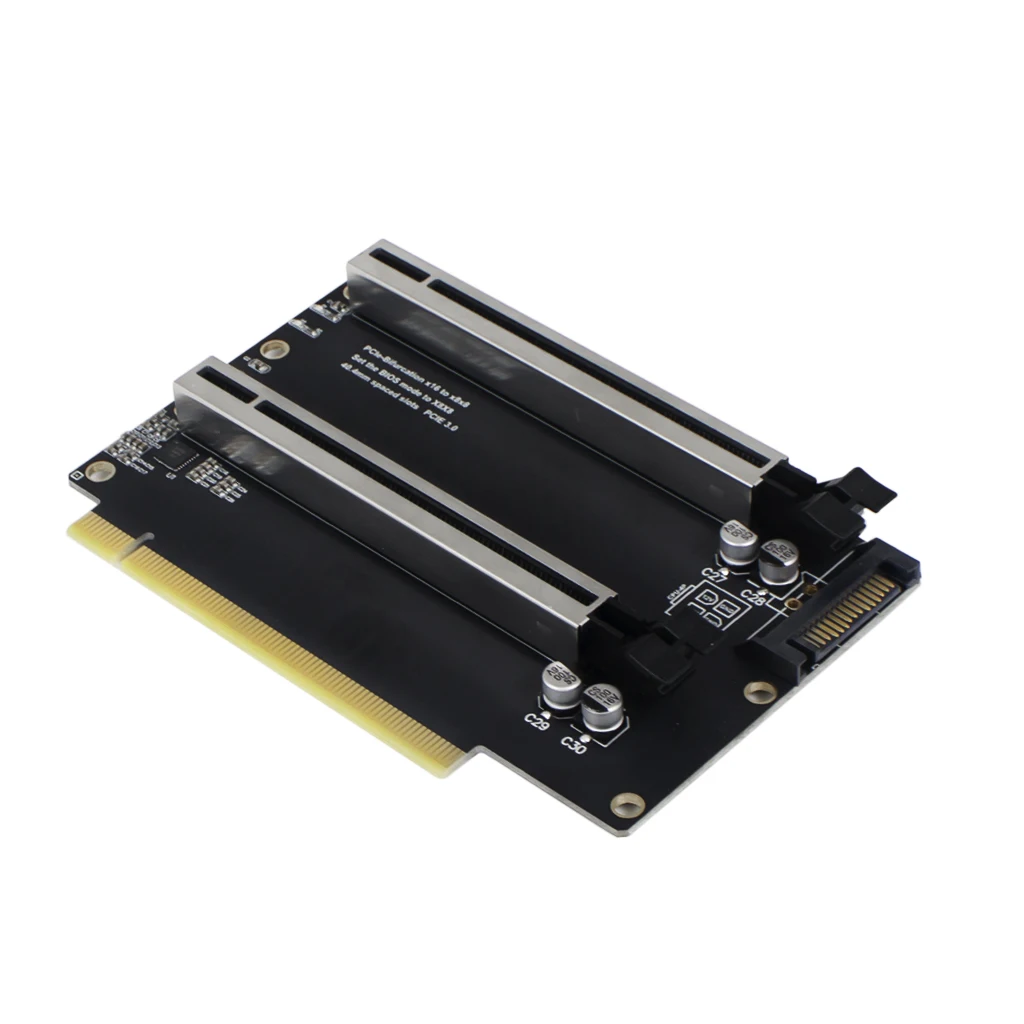 Tarjeta de expansión PCIe 3,0x16 A X8X8, bifurcación PCIe x16 Gen3 a x8x8, ranuras espaciadas de 40,4mm con interfaz de potencia SATA elevada - imagen 3