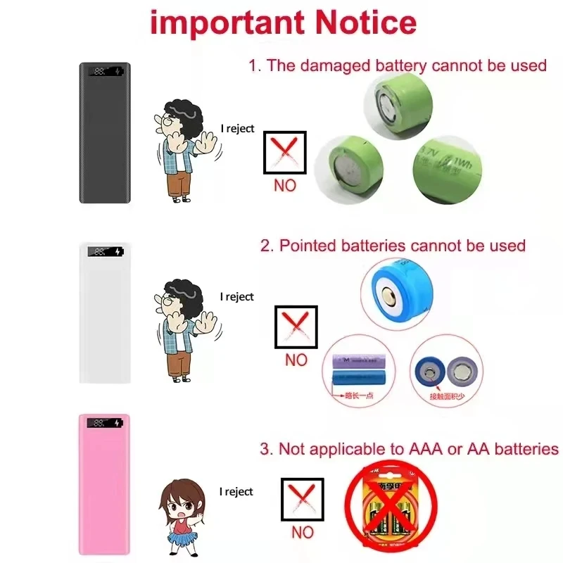 18650 fundas para banco de energía soporte de batería Dual USB tipo C carga DIY Shell para iPhone Xiaomi Huawei 8x18650 caja de almacenamiento de batería - imagen 5