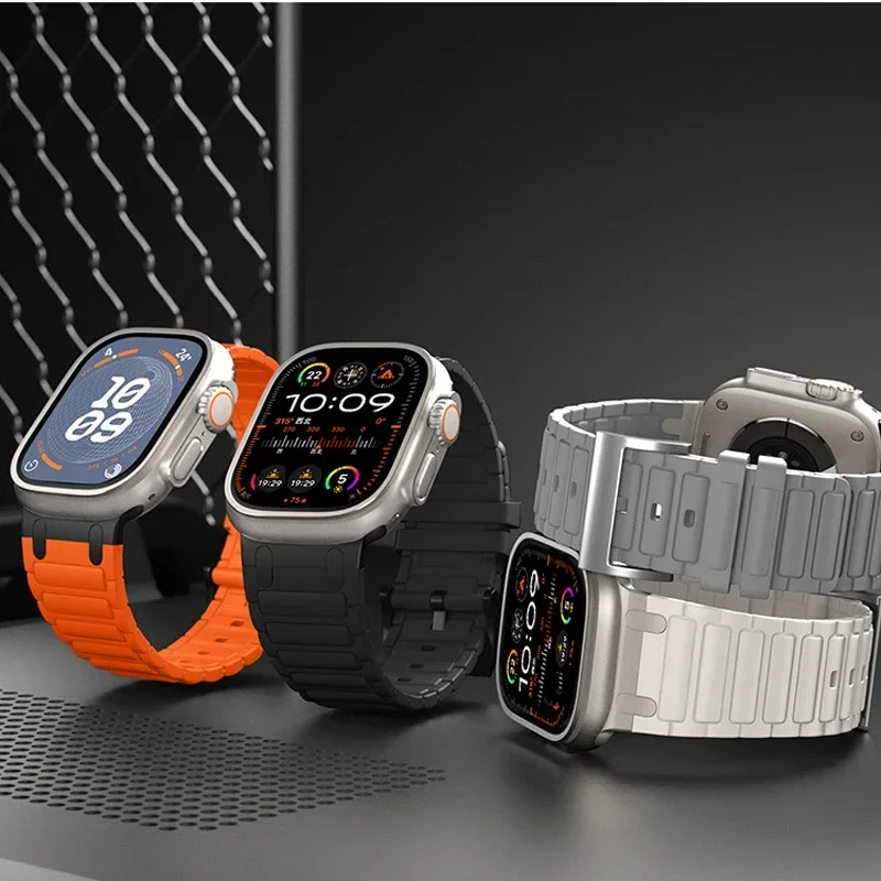 Correa de silicona de goma suave Ultra 2 49mm para Apple Watch Series 10 46mm 42mm iWatch 9 Band 45mm 44mm 38 40mm 41mm pulsera Correa - imagen 5