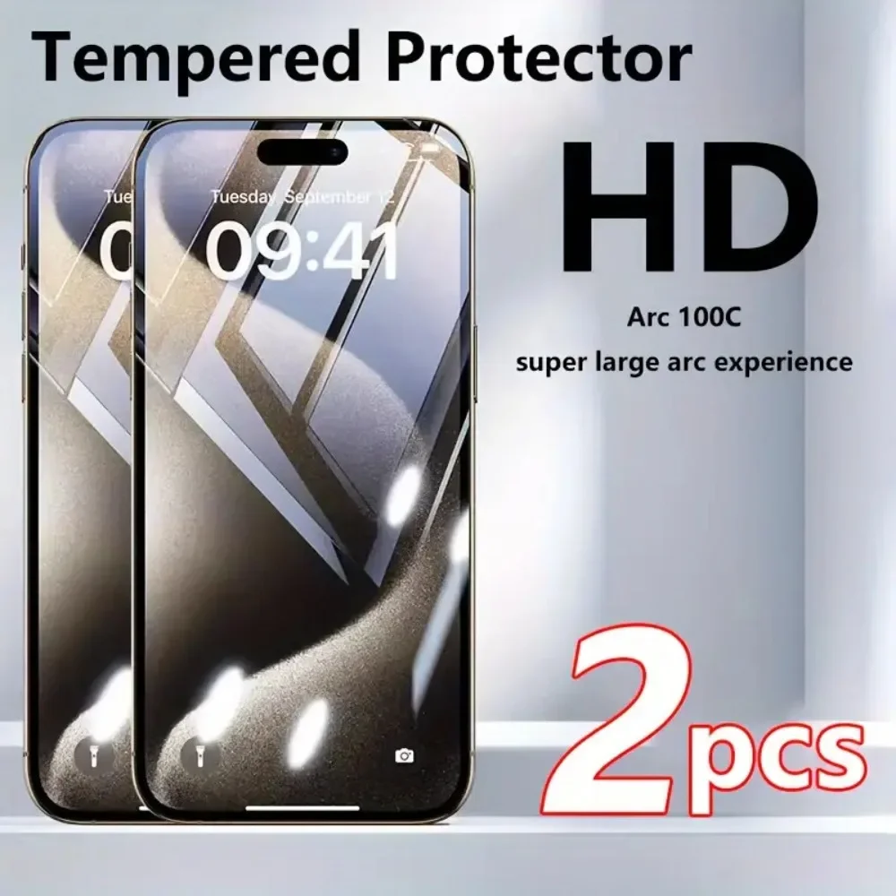 2 uds película de vidrio templado HD adecuada para IPhone 16 15 14 13 12 11 17 Pro Max 12 13 Mini Protector de pantalla para IPhone XR XS vidrio
