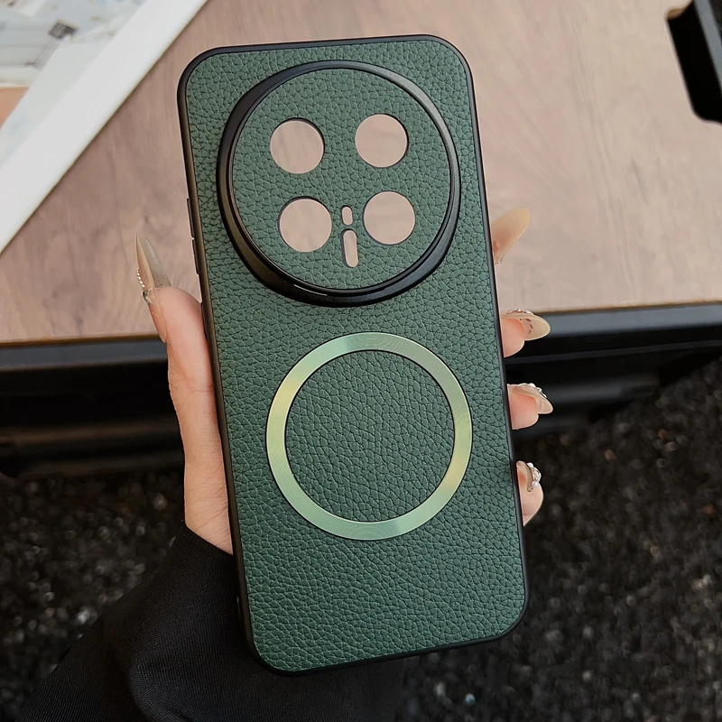 Para Honor Magic 8, 8 Pro funda magnética ELVEV Vintage Lichee patrón PU cuero duro PC cubierta de teléfono con succión - imagen 3