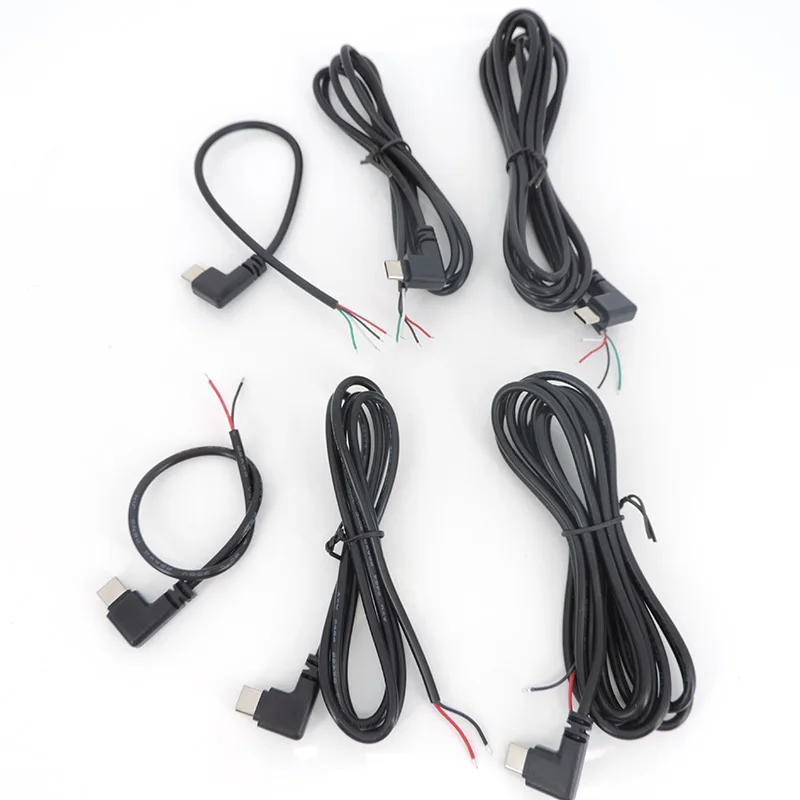 Cable de 2 y 4 pines USB 2,0 tipo C macho hembra codo tipo c Cable conector de clavija de ángulo recto USB C DIY reparación carga de datos M20 - imagen 2