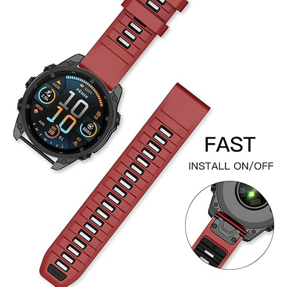 Correa de reloj QuickFit 26mm 22mm Fenix8 para Garmin Fenix E 8 7 7X 6 6X 5 5X/Epix Pro 47mm 51mm/Enduro 3/MARQ pulsera de silicona - imagen 5