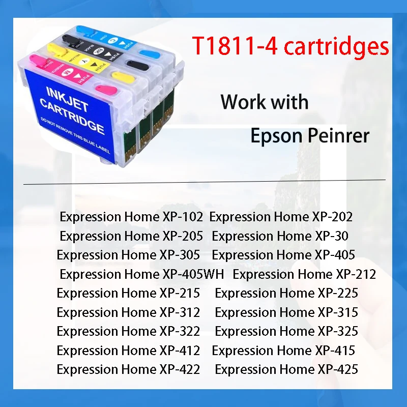 Cartucho de tinta recargable T1811 1811 para EPSON XP212 XP215 XP312 XP315 XP412 XP415 XP225 XP322 XP325 XP422 XP425 XP30 XP102 XP202 - imagen 3