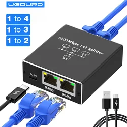 Conmutador Gigabit Ethernet, divisor Rj45, adaptador de extensión LAN, 1000Mbps, 1gbps, 4 puertos, 1 a 4, 3, conector de red de 2 puertos para enrutador