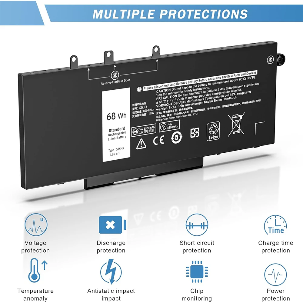 Batería de 68WH GJKNX para Dell Latitude 5480 5580 5280 5288 5290 5488 5490 5491 5495 5590 5591 E5480 E5490 E5480 E5490 E5590 E5480 E5490 E5590 E5590 precisión 15 3520 3530 DY9NT 0DY9NT GD1JP 0GD1JP 5YHR4 451-BBZG - imagen 3