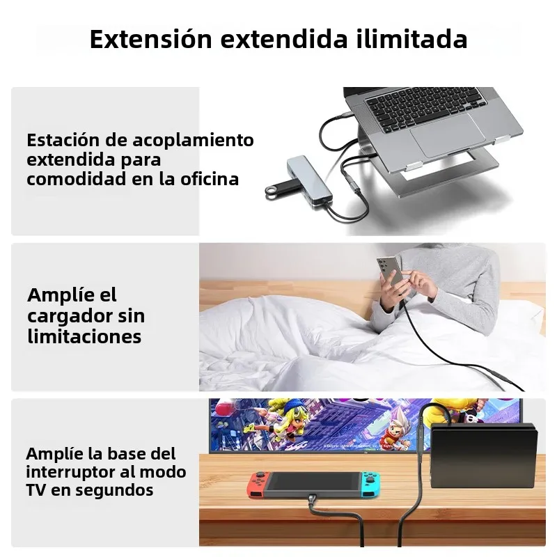 Cable de extensión USB C de 120Gbps, Cable extensor de pantalla Thunder-bolt 5 de 240W, 16K/8K, Compatible con TB4/USB4/3,2 para ordenador portátil/Monitor - imagen 5