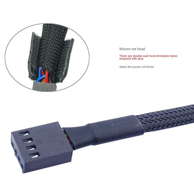 Divisor de ventilador PWM de 4 pines, Cable de extensión trenzado para ordenador, PC, carcasa ATX, refrigeración de 4/3 pines - imagen 5