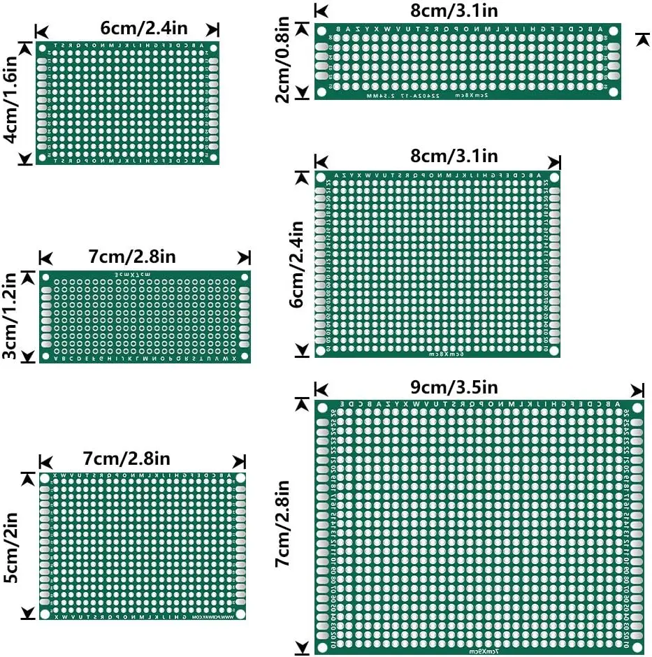 Kit de prototipo de placa PCB de doble cara, 32 Uds., 6 tamaños, placa de circuito impreso Universal para proyecto de soldadura DIY - imagen 4