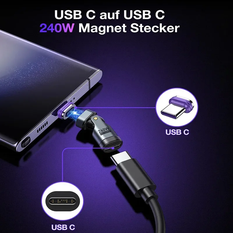 Para iPhone portátil 240W 16pin adaptador OTG magnético tipo C hembra a tipo C IOS Micro convertidor macho PD 5A adaptador de carga rápida - imagen 5