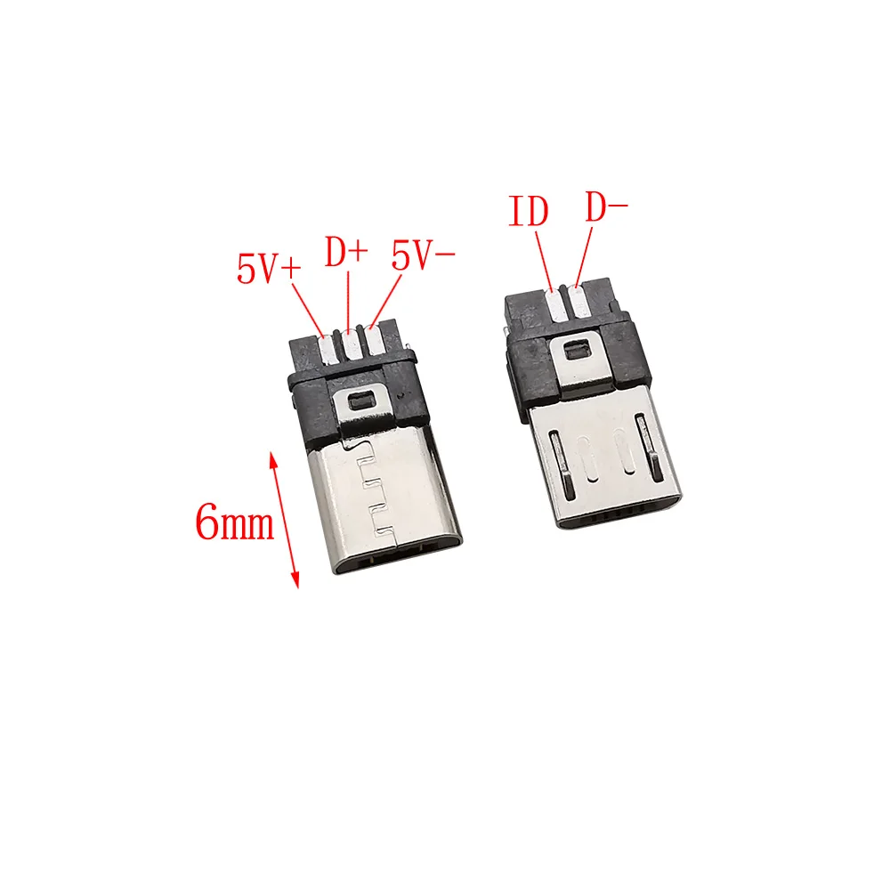 5 pares Micro USB 5 pines macho enchufe tipo soldadura conectores carga datos enchufe reparación DIY 5V Micro USB montaje negro blanco Shell - imagen 4