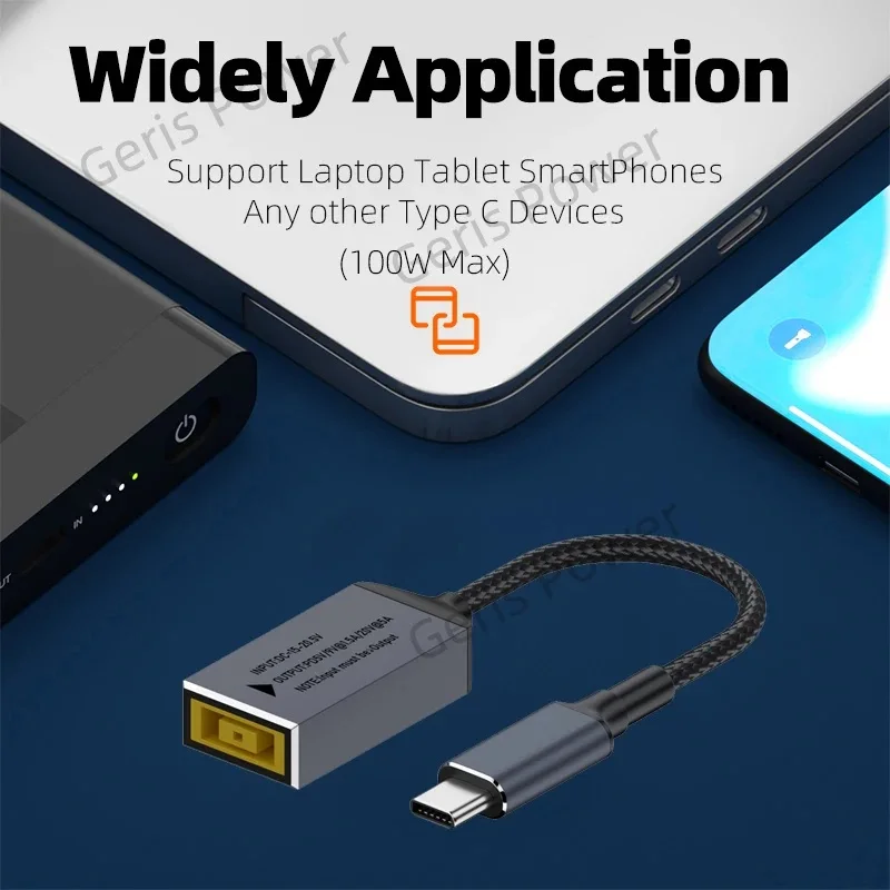 Cable de carga rápida USB C PD de 100W DC 4,5x3,0 7,4x5,0 5,5x2,5mm a Cable adaptador de corriente tipo C para Lenovo Dell Hp Asus Cable para ordenador portátil - imagen 5