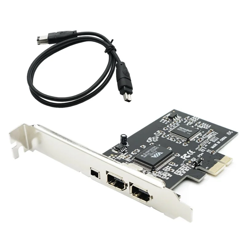 Nuevo PCIe con 6 pines PCI-E FIREWIRE 400 IEEE 1394 tarjeta a través del CHIPSET WORK WIN7 MAC OS pci-e a 1394 a b con CABLE
