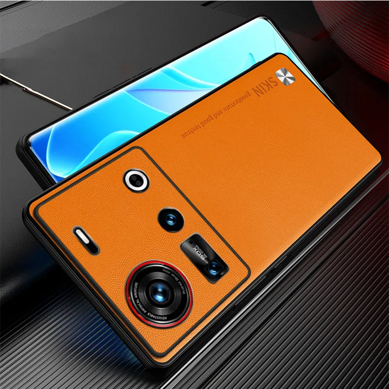 Para Nubia Z70 Ultra funda protectora trasera de cuero vegano suave para ZTE Nubia Z70Ultra Z60S Pro carcasa completa