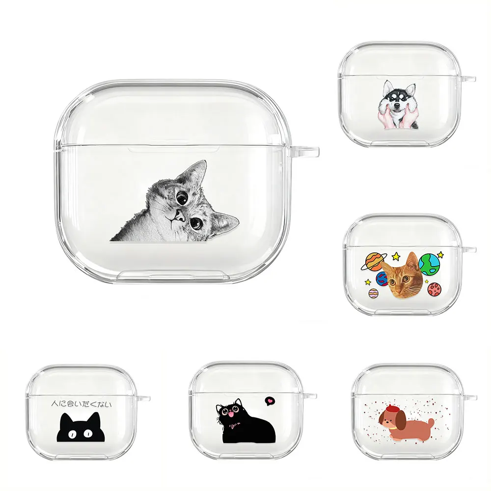 Funda de auriculares suave de TPU pintada con animales para Apple Airpods 4 Airpods Pro 3 2 1 Airpods4 Pro3 Pro2 funda protectora transparente