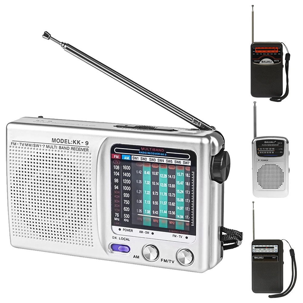 Radio Digital estéreo SW/AM/FM para exteriores, antena telescópica operada por batería, receptor de Radio de banda completa con altavoz y conector de 3,5mm - imagen 2