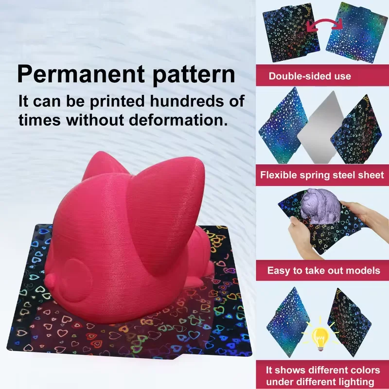 Placa para placa de construcción Bambulab, hoja de acero de resorte P1s, hoja Pei 257x257, placa de construcción P1s Bamboo Lab Bambulabs X1 Carbon X1 A1 - imagen 3