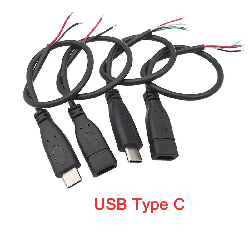 Fuente de alimentación USB macho y hembra, Conector de cargador, 2 pines, 4 pines, Micro USB 2,0 A, tipo C, Cable de reparación de bricolaje, soldadura - imagen 4