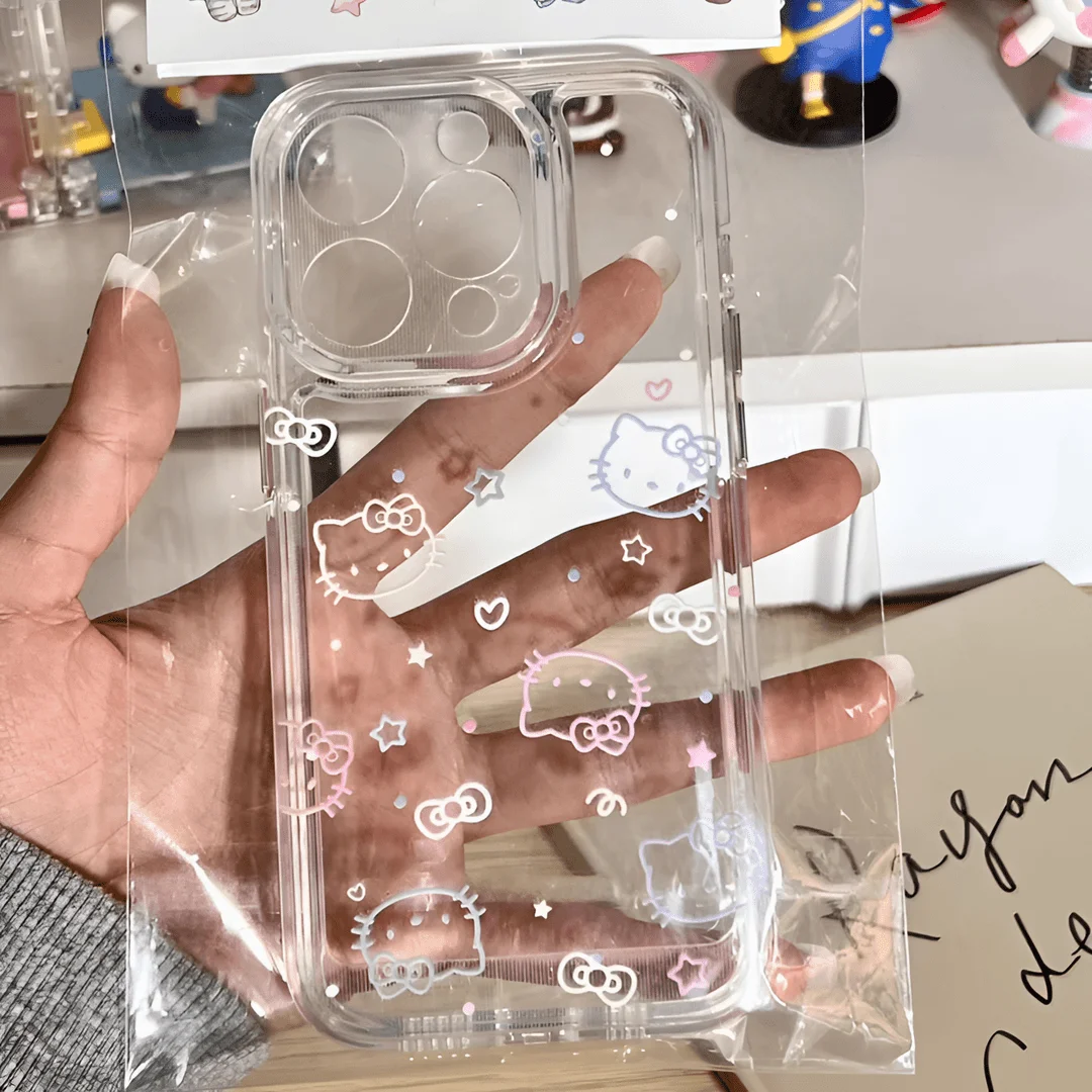 Funda de teléfono sencilla con diseño bonito de Hello Kittys para Samsung A16 A06 A55 A35 A25 A15 A05 A54 A34 A24 A14 A04 A13 A53 A33 transparente - imagen 2