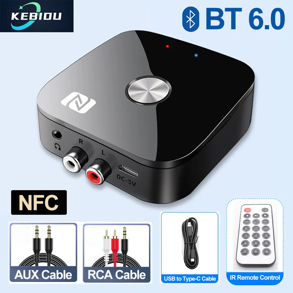 Receptor de Audio Bluetooth 6,0 NFC 3,5mm AUX RCA estéreo adaptador inalámbrico Bluetooth USB u-disk HIFI música sin pérdidas para altavoz de coche