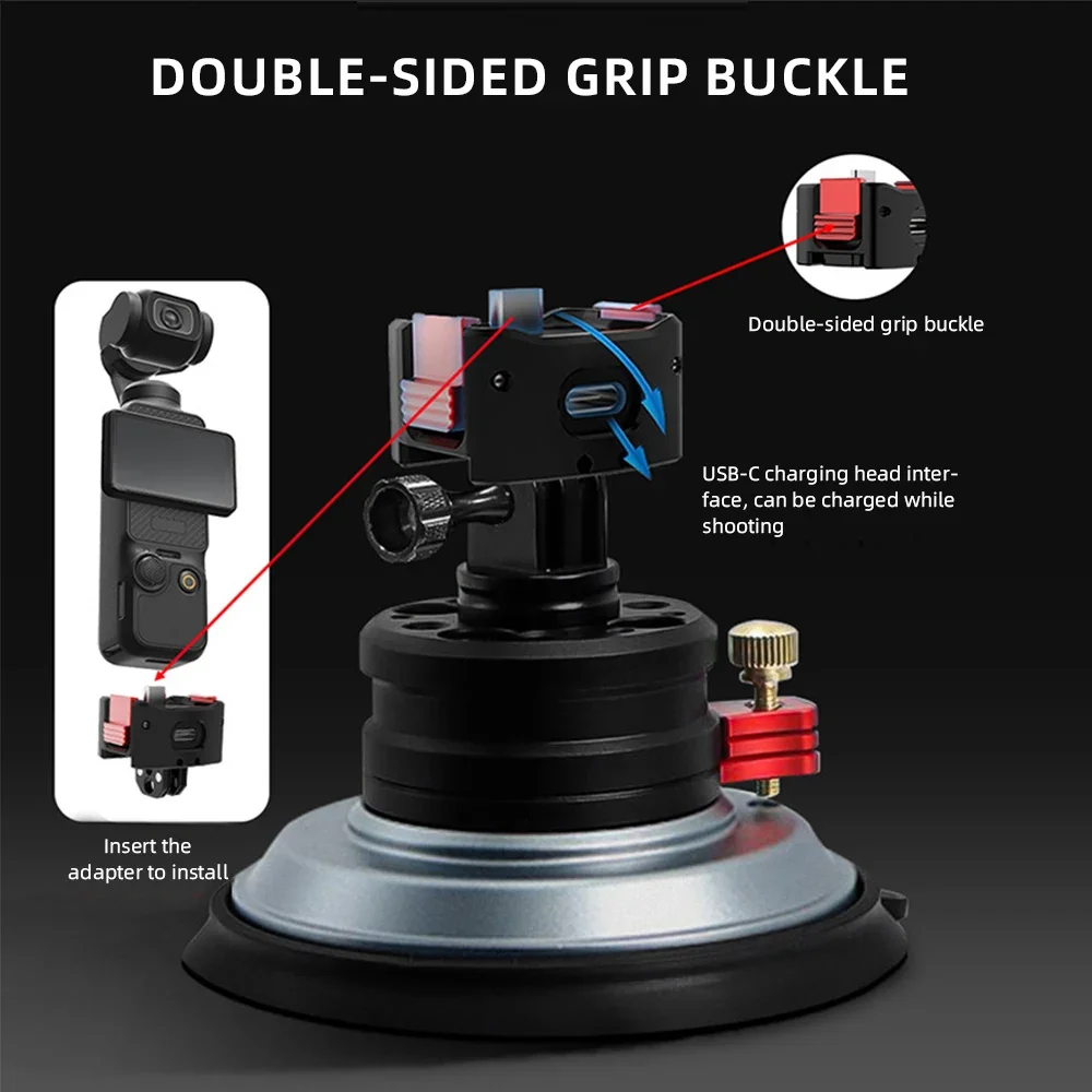 Soporte de ventosa al vacío para DJI Pocket 3, ventosa para coche, adaptador de soporte para tablero de ventana y parabrisas, accesorios de fijación de escritorio - imagen 3
