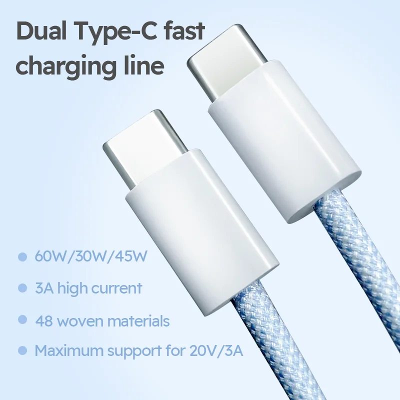 Cable USB tipo C a tipo C de 66W 3A para iPhone 15 Pro Max PD Cable de datos USB C de carga rápida para Cables de carga rápida Samsung Xiaomi - imagen 2