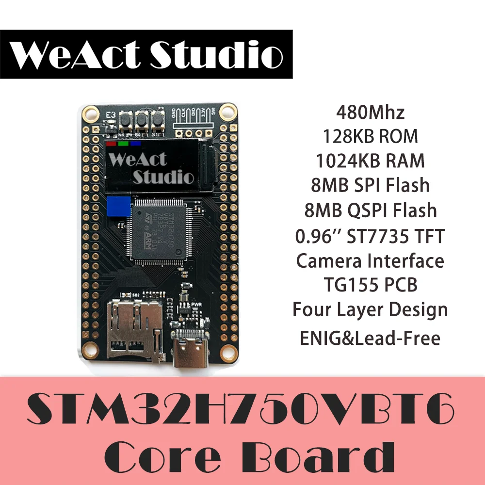 WeAct-Placa de desarrollo de aprendizaje STM32H750VBT6 STM32H750, Compatible