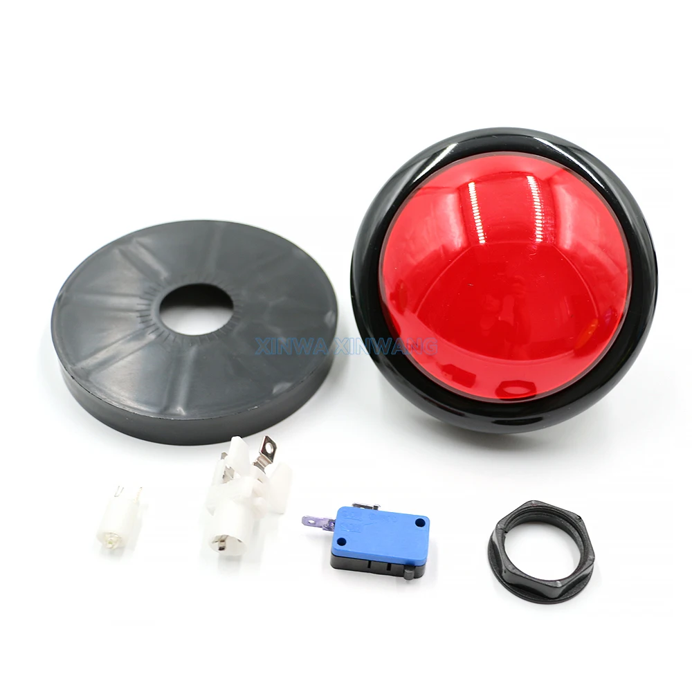 Pulsador de cúpula grande para DJ, botón redondo de 100mm, 12v, Led iluminado para Vidoe, máquina de juego Arcade, zumbador, interruptor de Reajuste automático, 1 unidad - imagen 5