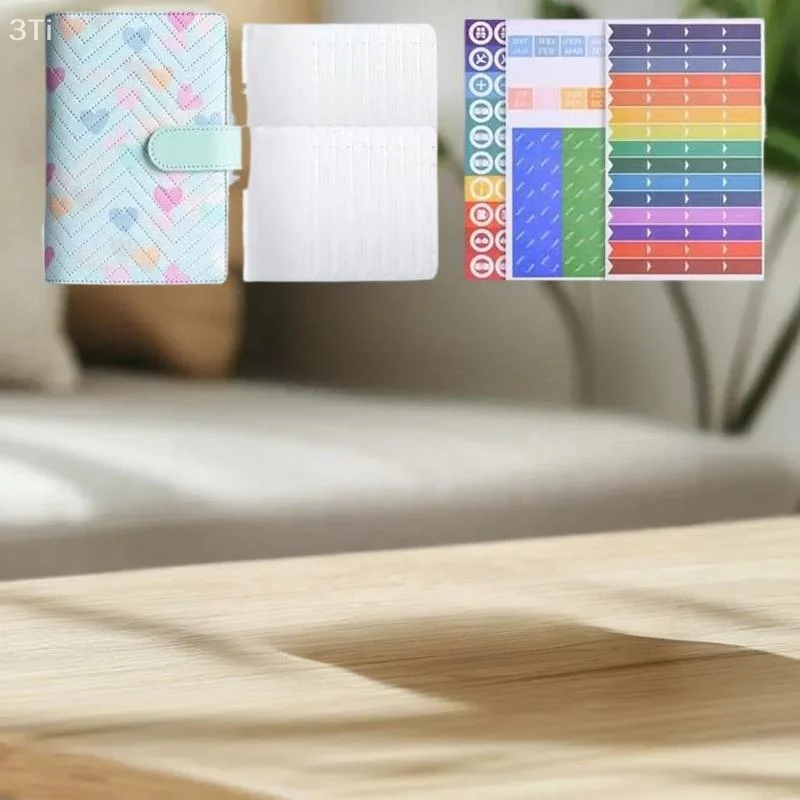 Carpeta económica de cuero PU A6, cuaderno de 6 anillas, diseño elegante, cubierta de carpeta de cuaderno Personal, se puede utilizar para almacenamiento de presupuesto en efectivo - imagen 3