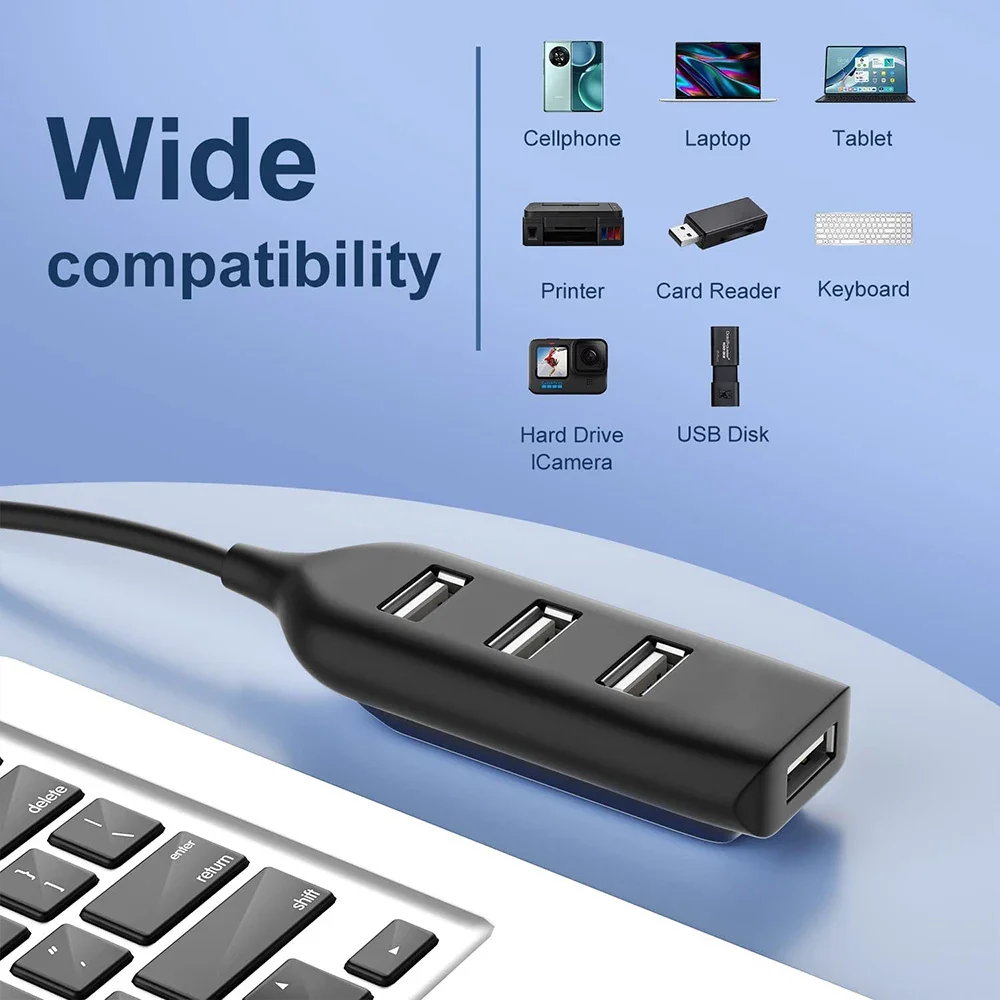 Hubs USB 2,0 de 4 puertos, extensor de concentrador divisor multi USB, adaptador OTG de transferencia de alta velocidad para PC, Macbook, accesorios para ordenador portátil - imagen 5