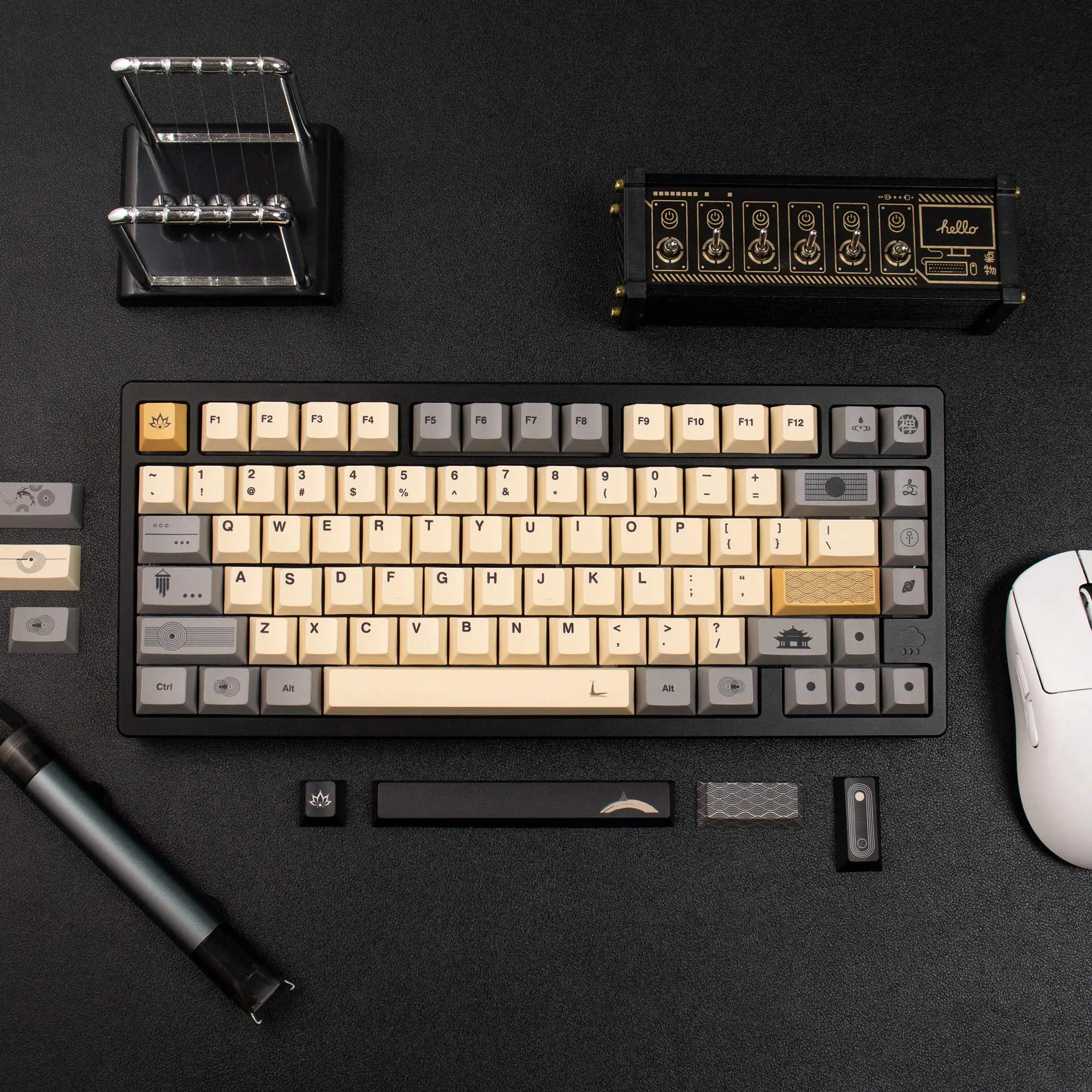 Teclas minimalistas de 148 teclas, teclas PBT Dye Sub Cherry Profile, arena amarilla, teclas en inglés personalizadas para teclado mecánico MX Switch - imagen 2