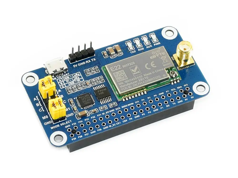 Waveshare SX1262 LoRa HAT para Raspberry Pi, modulación de espectro extendido, banda de frecuencia de 868 MHz - imagen 3