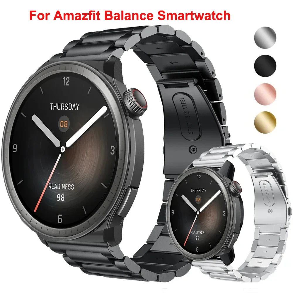 Correa de reloj de 20MM y 22MM para reloj inteligente Amazfit Balance, correa de acero inoxidable para Amazfit GTR 42 47 GTS 4 3 2mini - imagen 2