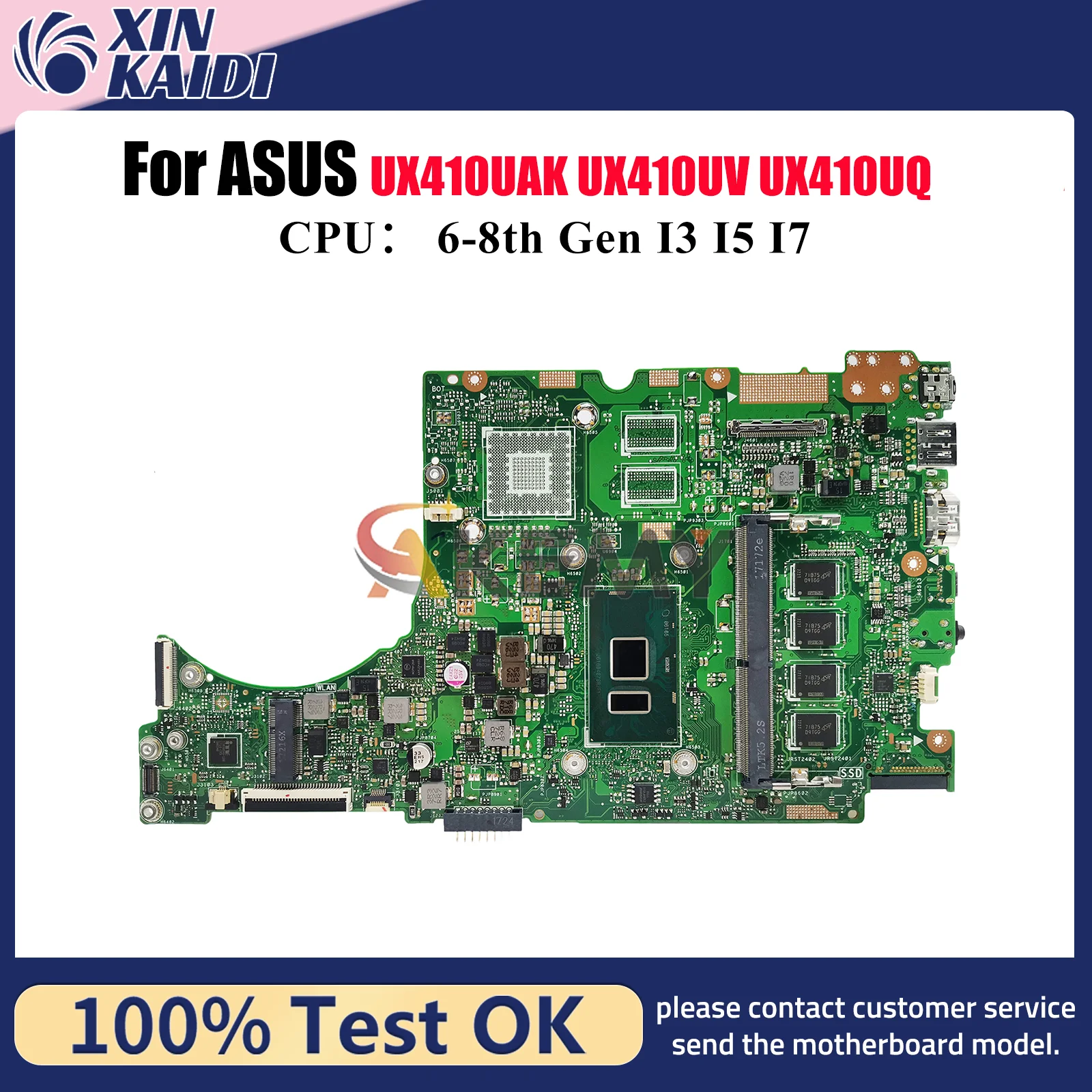 Placa base para ordenador portátil UX410UA para ASUS UX410UQR UX410UV U4000U RX410 UX410UAK UX410UQ UX410UQK UX410UFR con CPU I3 I5 I7