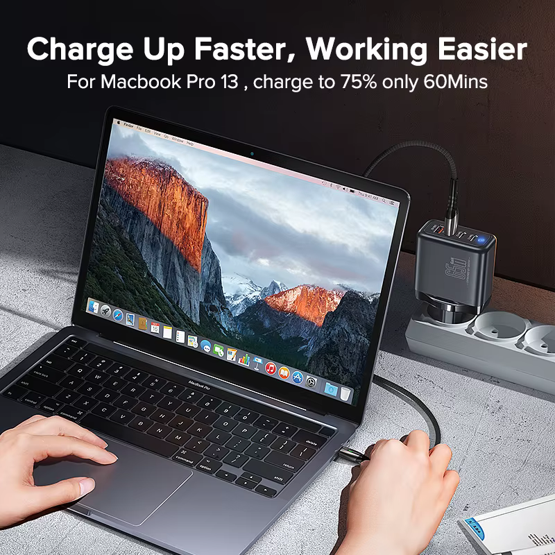 QOOVI GaN 65W USB-C PD Carga Rápida para MacBook y iPhone 14 - imagen 2
