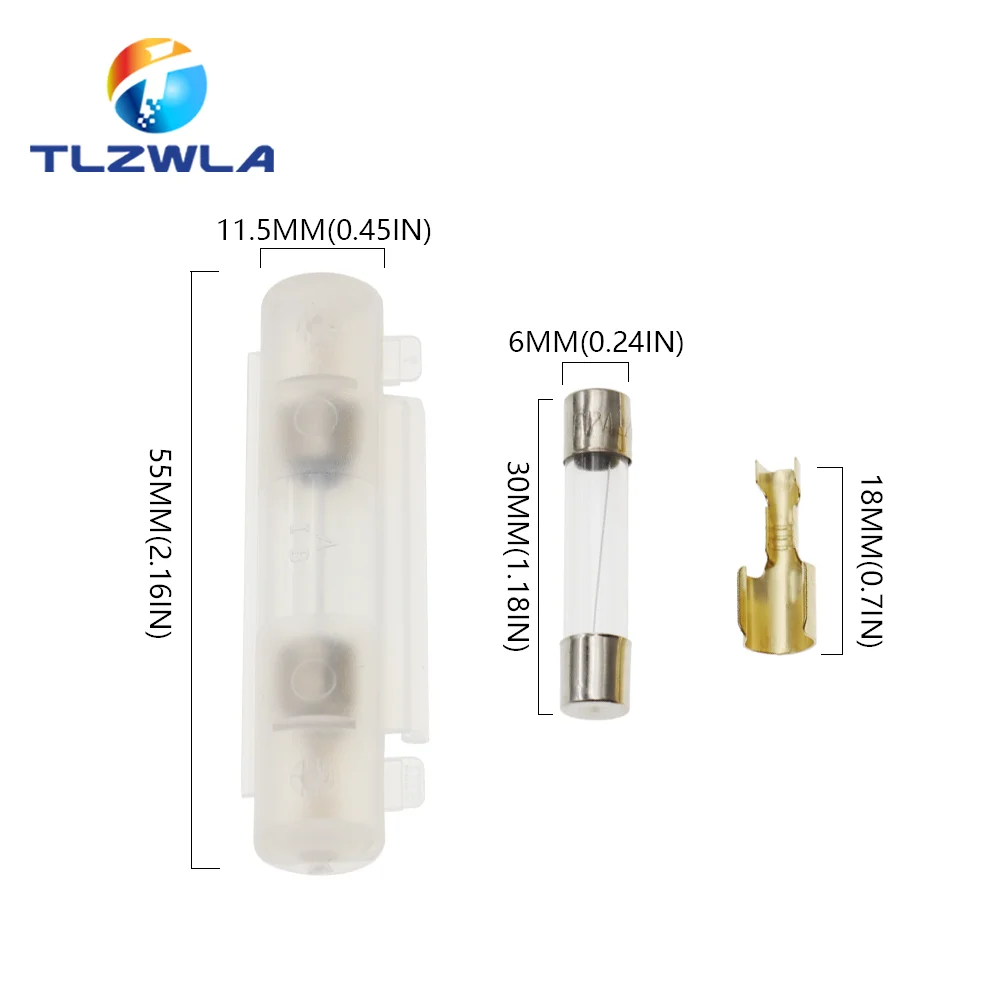 Juego de portafusibles de vidrio, carcasa abatible de 6x30MM, 250V, 0.25A, 0.5A, 1A, 1.5A, 2A, 3A, 3.15A, 4-30A, 6x30MM, color negro/blanco, 5 unidades - imagen 5