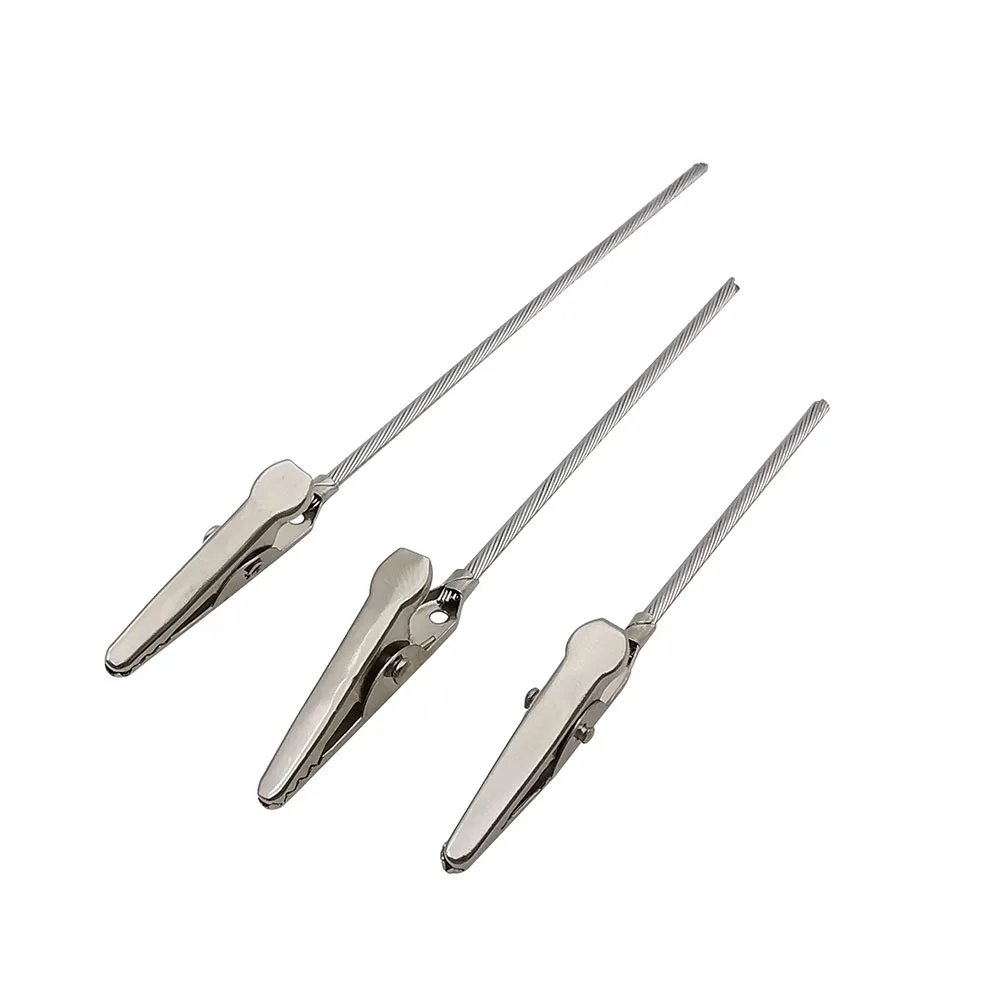 Pinzas de cocodrilo sin aislamiento, 10 piezas, alambre de Metal de cola larga, abrazadera de cocodrilo para pruebas eléctricas, 8cm, 10cm, 12cm de longitud - imagen 3