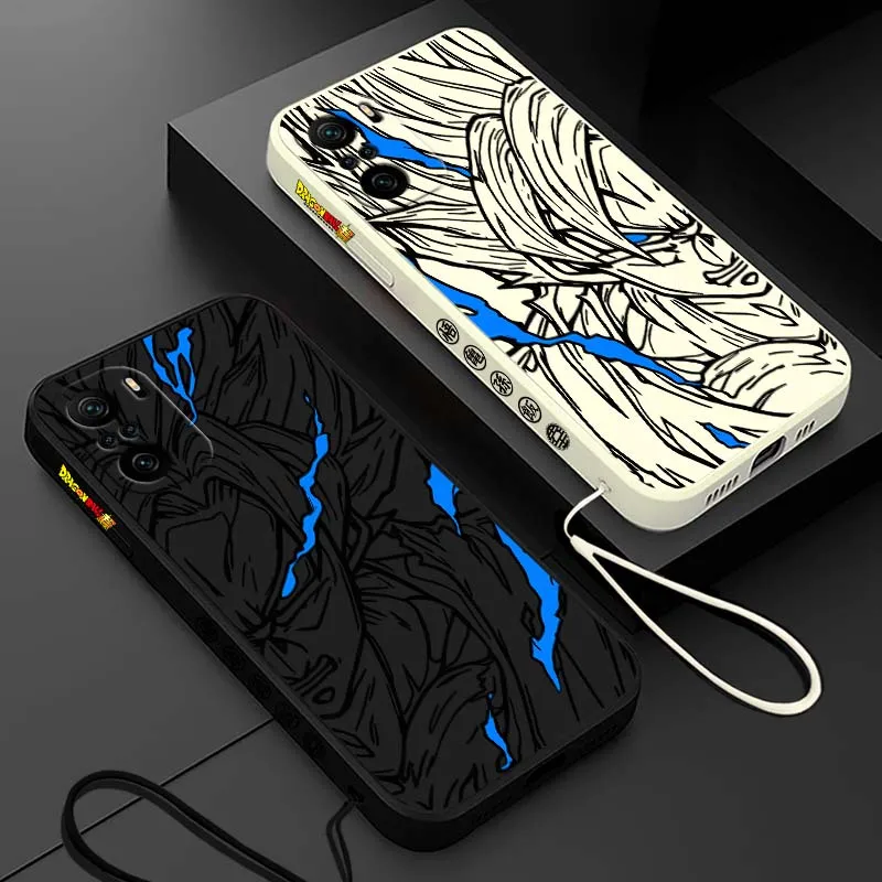 D-Dragon Ball Saiyan Goku Cool para Xiaomi Redmi Note 14 13 12 11 10 9 8 Pro Plus 4G 5G cubierta de la caja del teléfono de cuerda izquierda líquida