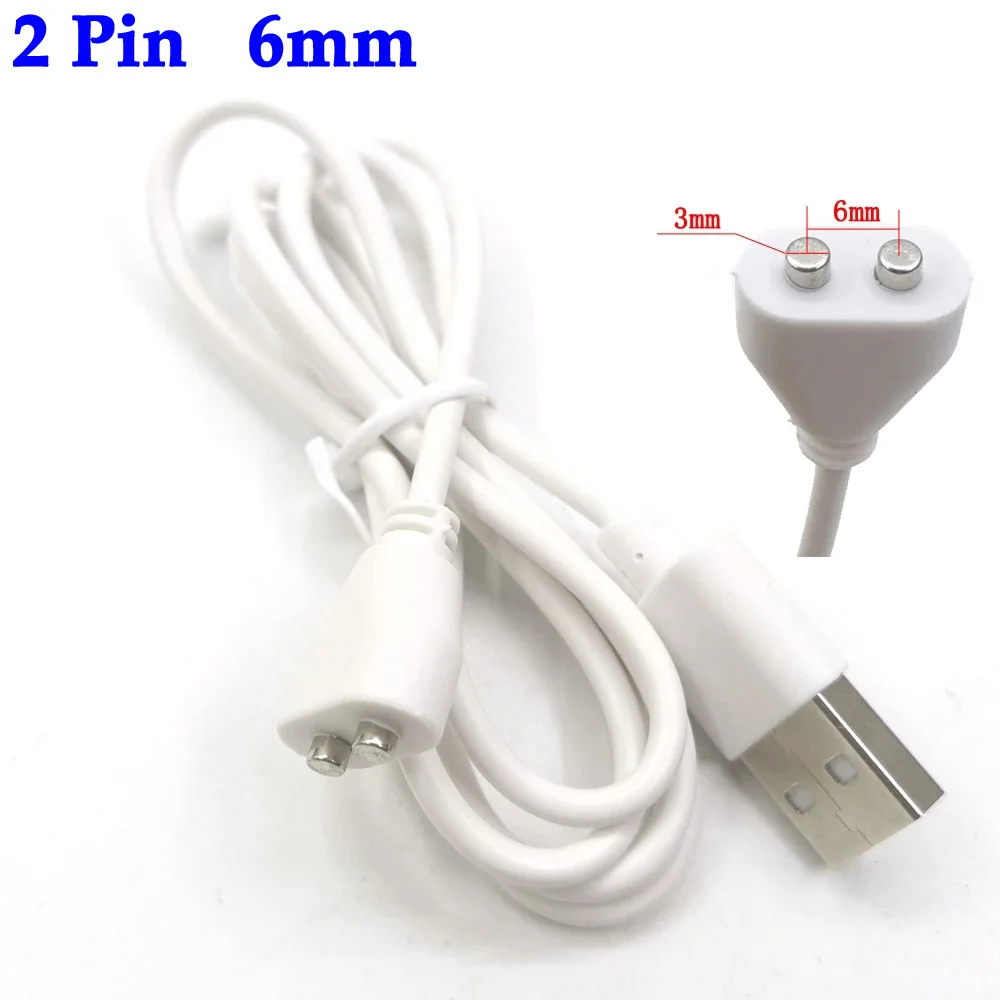 Cable de carga magnético de 2 pines, imán de espaciado central de 6mm, cargador de energía USB Suctio para instrumento de belleza, dispositivo inteligente