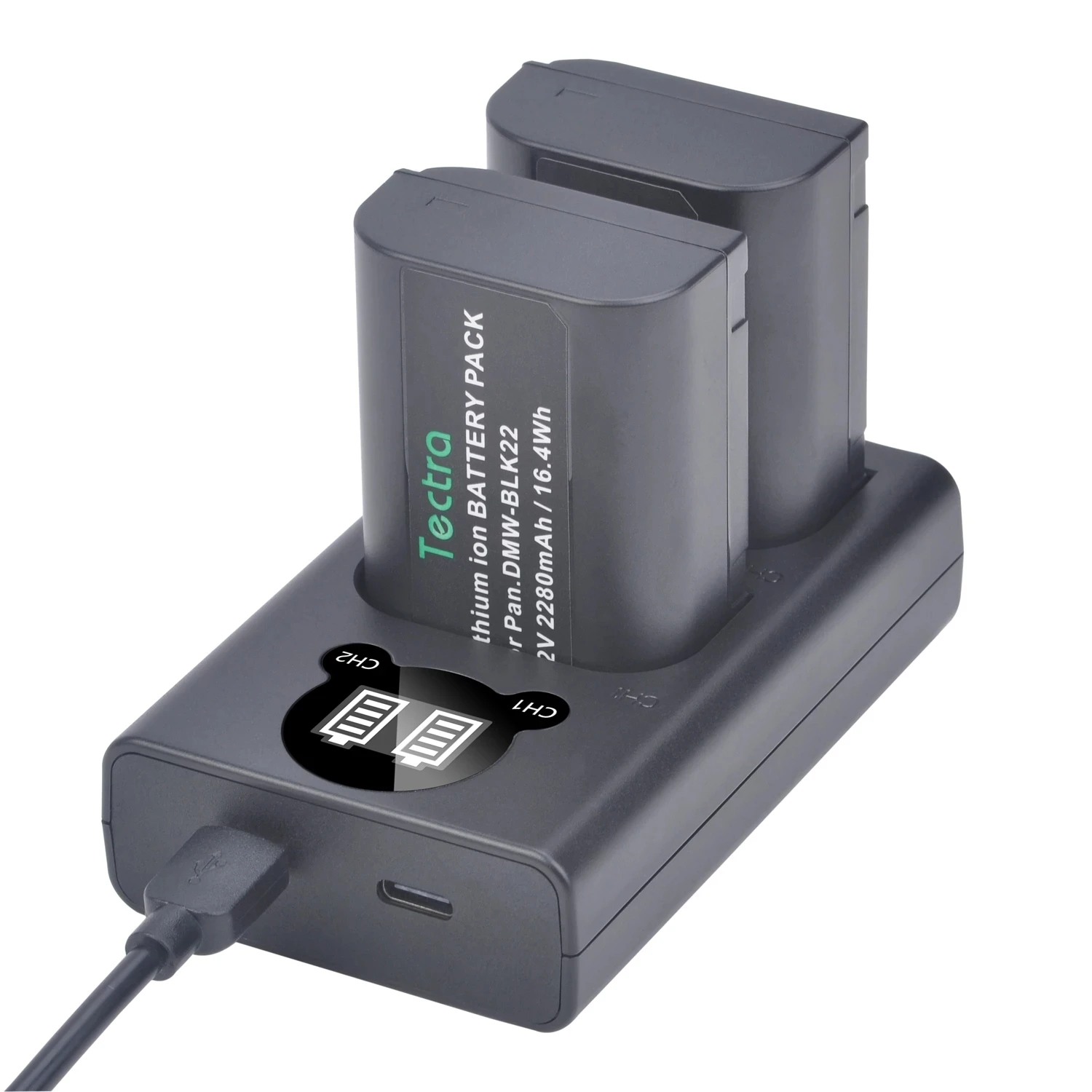 Batería de 2280mAh DMW-BLK22 y cargador doble para Panasonic Lumix DC-S5 DC-S5 II DC-S5 IIX GH5 II GH6 S5II S5IIX S5M2 S5M2X GH5M2 - imagen 4