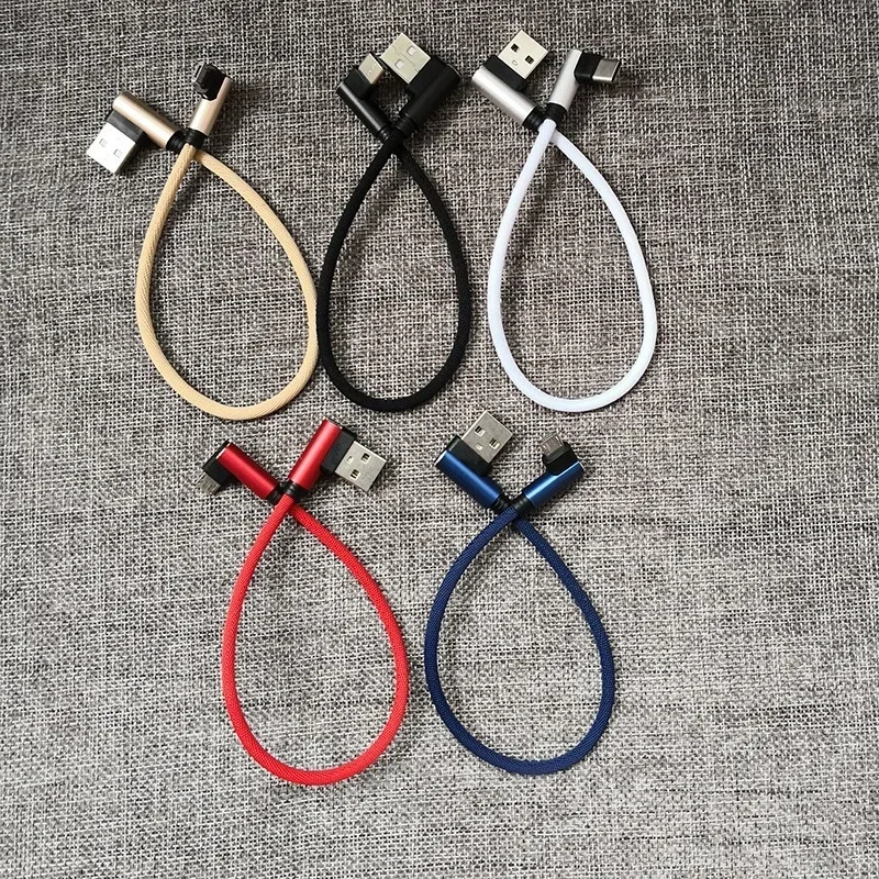 25cm USB a tipo C Cable de carga corto codo 90 grados 2A Cable USB rápido USB C Micro carga - imagen 2