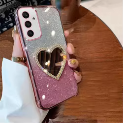 Funda Samsung Galaxy A54 5G con Espejo, Corazón y Purpurina Degradada